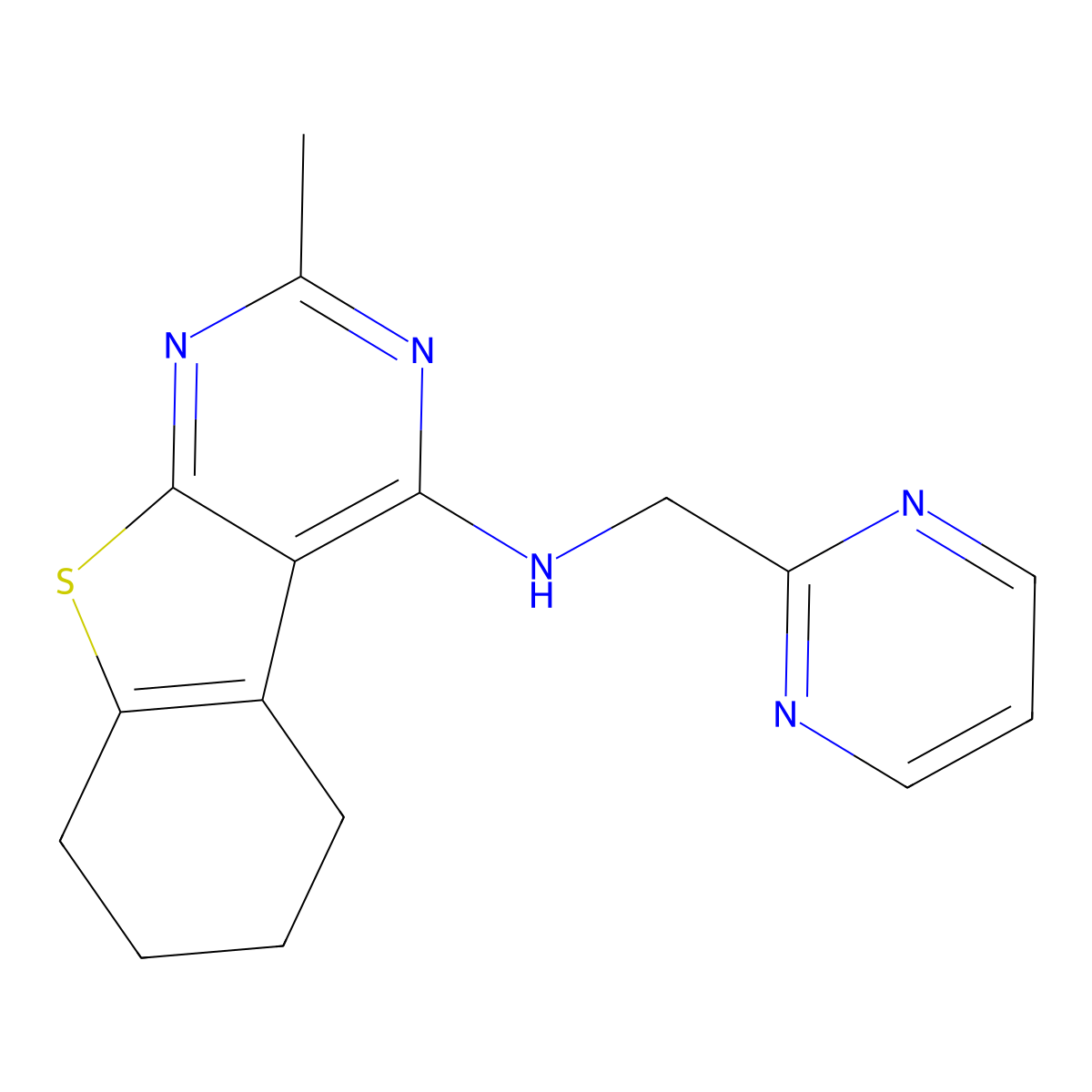 5-methyl-N-[(pyrimidin-2-yl)methyl]-8-thia-4,6-diazatricyclo[7.4.0.0(2),]trideca-1(9),2,4,6-tetraen-3-amine molecular structure, CAS 2788281-62-7