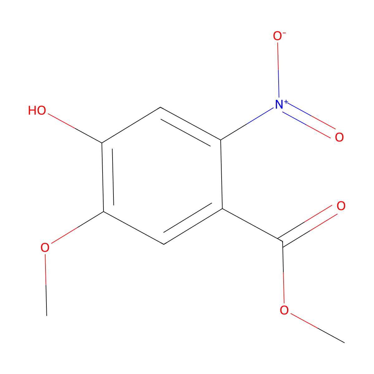 Methyl 4-hydroxy-5-methoxy-2-nitrobenzoate molecular structure, CAS 27883-60-9