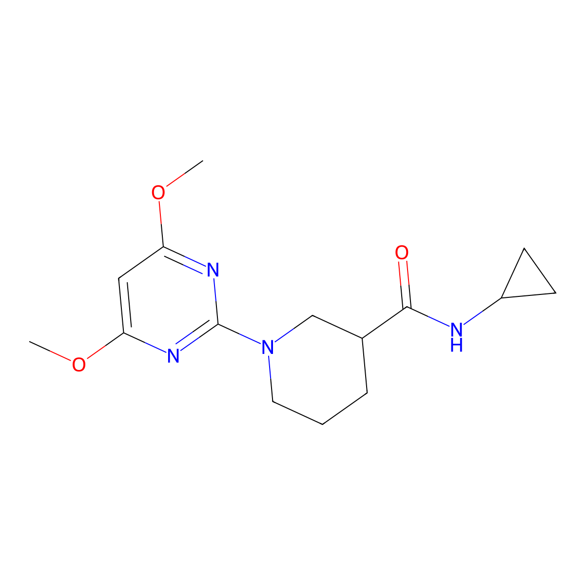 N-cyclopropyl-1-(4,6-dimethoxypyrimidin-2-yl)piperidine-3-carboxamide molecular structure, CAS 2788627-33-6