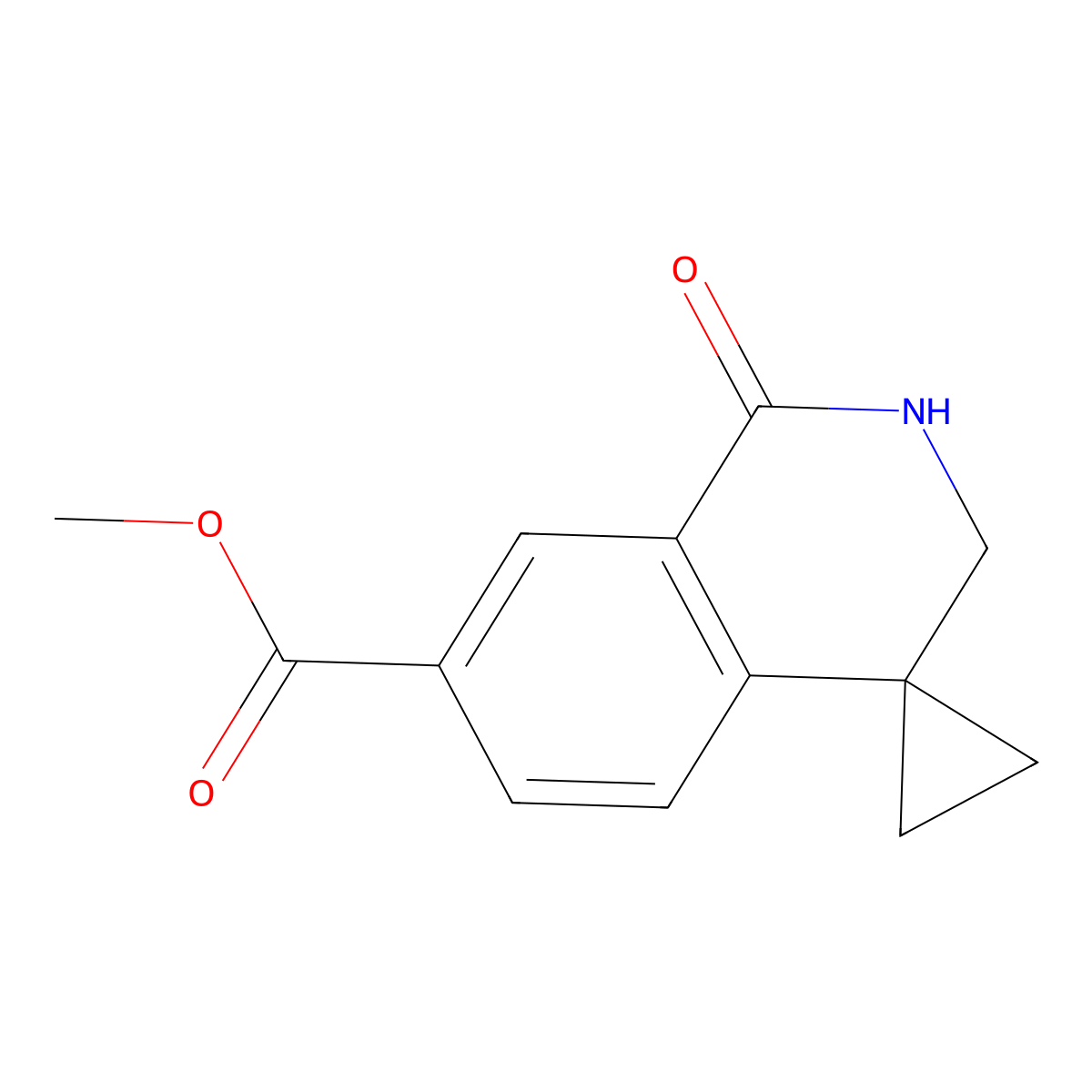 methyl 1'-oxo-2',3'-dihydro-1'H-spiro[cyclopropane-1,4'-isoquinoline]-7'-carboxylate molecular structure, CAS 2788976-01-0