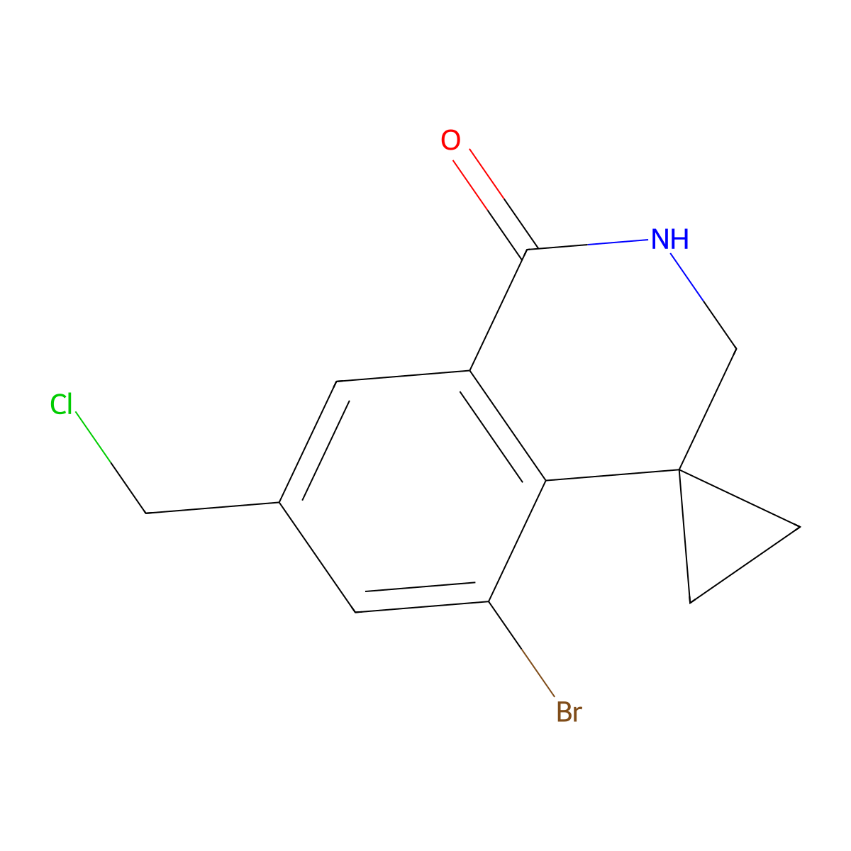 5'-bromo-7'-(chloromethyl)-2',3'-dihydro-1'H-spiro[cyclopropane-1,4'-isoquinolin]-1'-one molecular structure, CAS 2788976-06-5