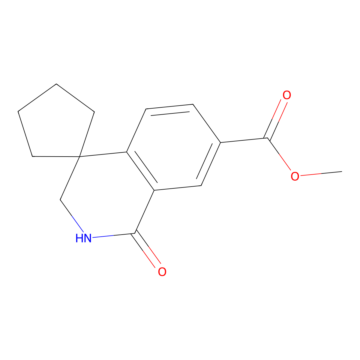 methyl 1'-oxo-2',3'-dihydro-1'H-spiro[cyclopentane-1,4'-isoquinoline]-7'-carboxylate molecular structure, CAS 2788976-13-4