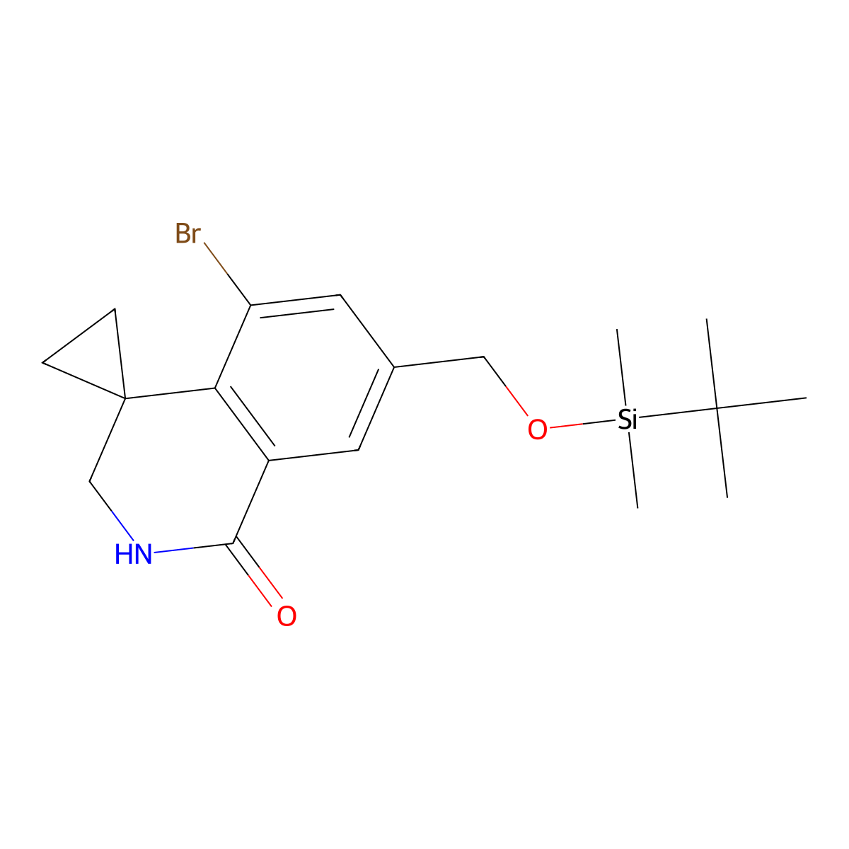 5'-bromo-7'-(((tert-butyldimethylsilyl)oxy)methyl)-2',3'-dihydro-1'H-spiro[cyclopropane-1,4'-isoquinolin]-1'-one molecular structure, CAS 2788976-70-3