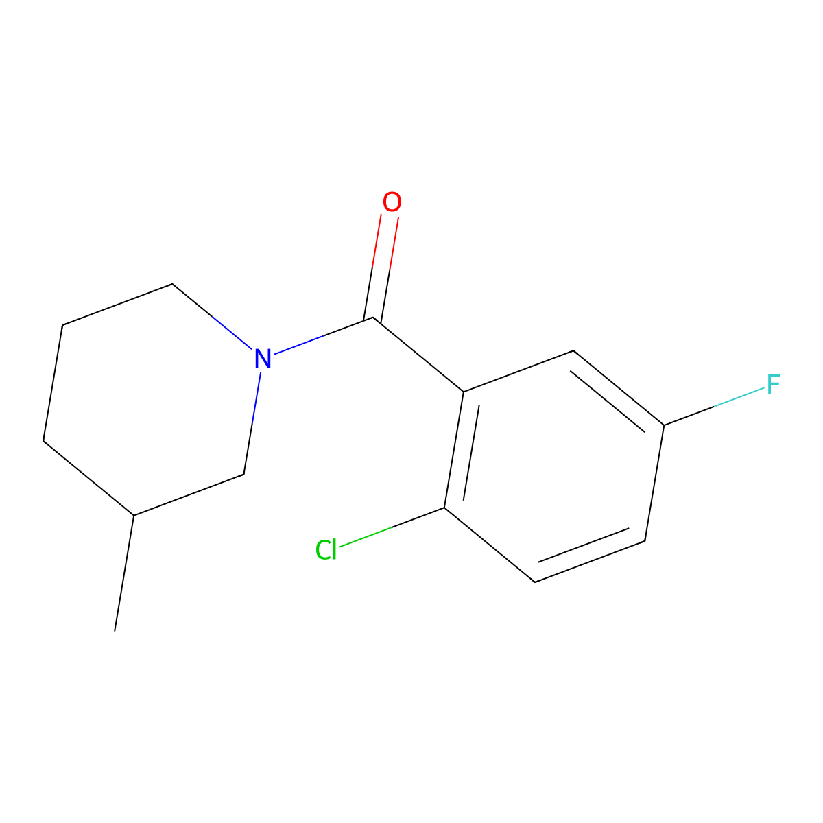 (2-Chloro-5-fluorophenyl)(3-methyl-1-piperidinyl)methanone molecular structure, CAS 2789128-17-0