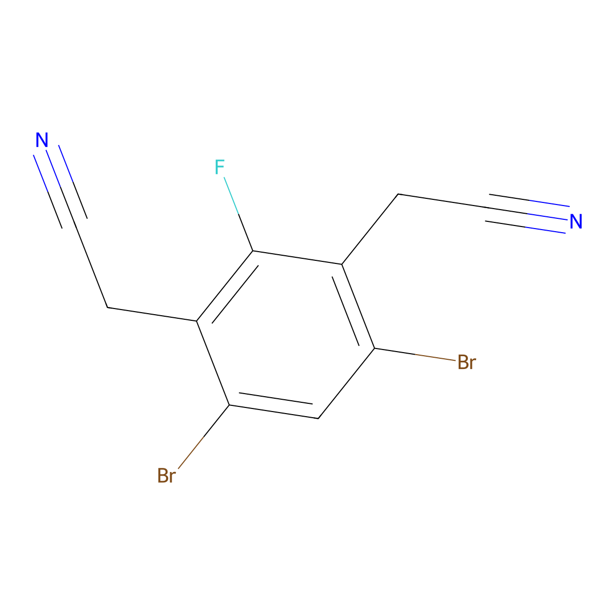 4,6-Dibromo-2-fluoro-1,3-benzenediacetonitrile molecular structure, CAS 2789616-13-1