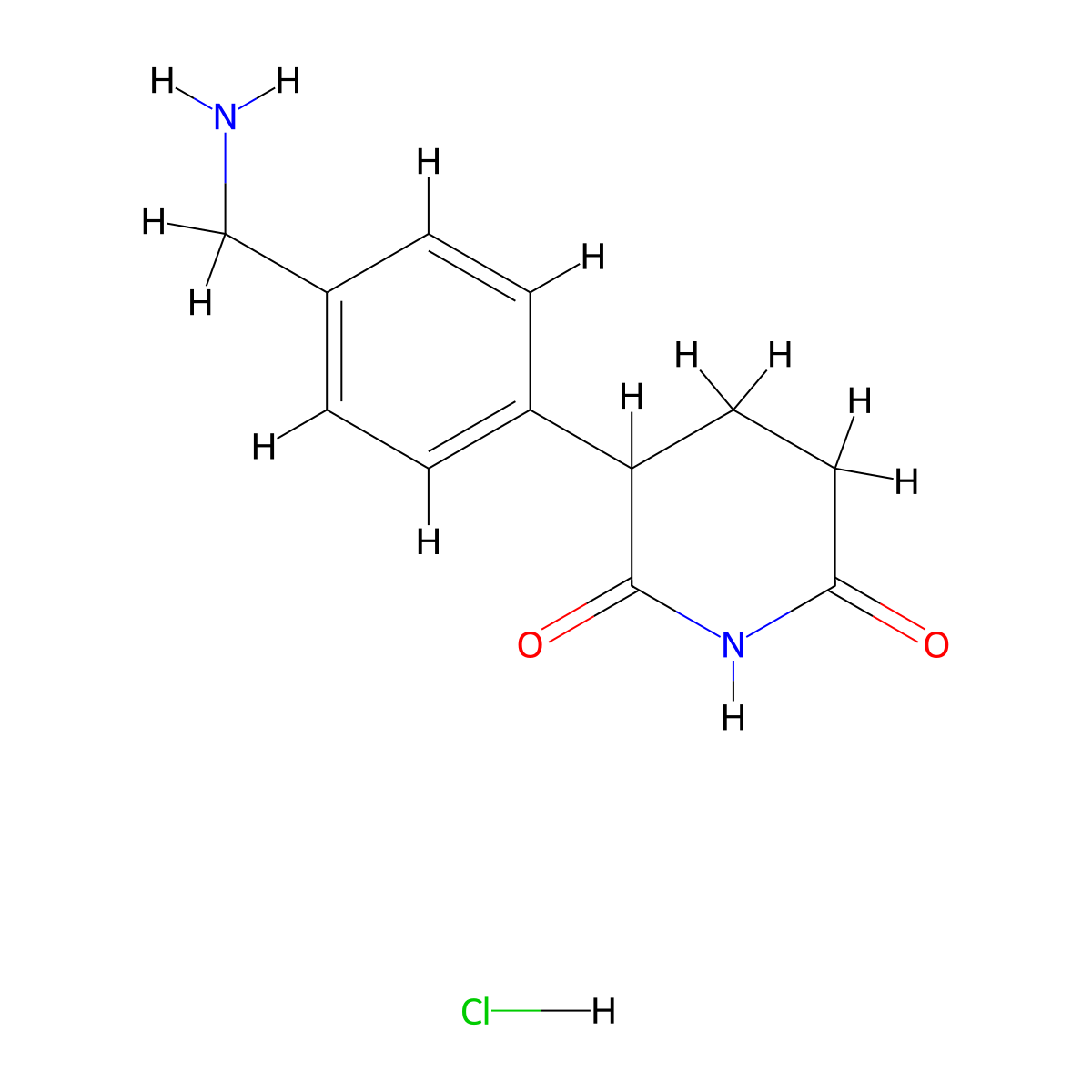3-(4-(Aminomethyl)phenyl)piperidine-2,6-dione hydrochloride molecular structure, CAS 2789680-26-6