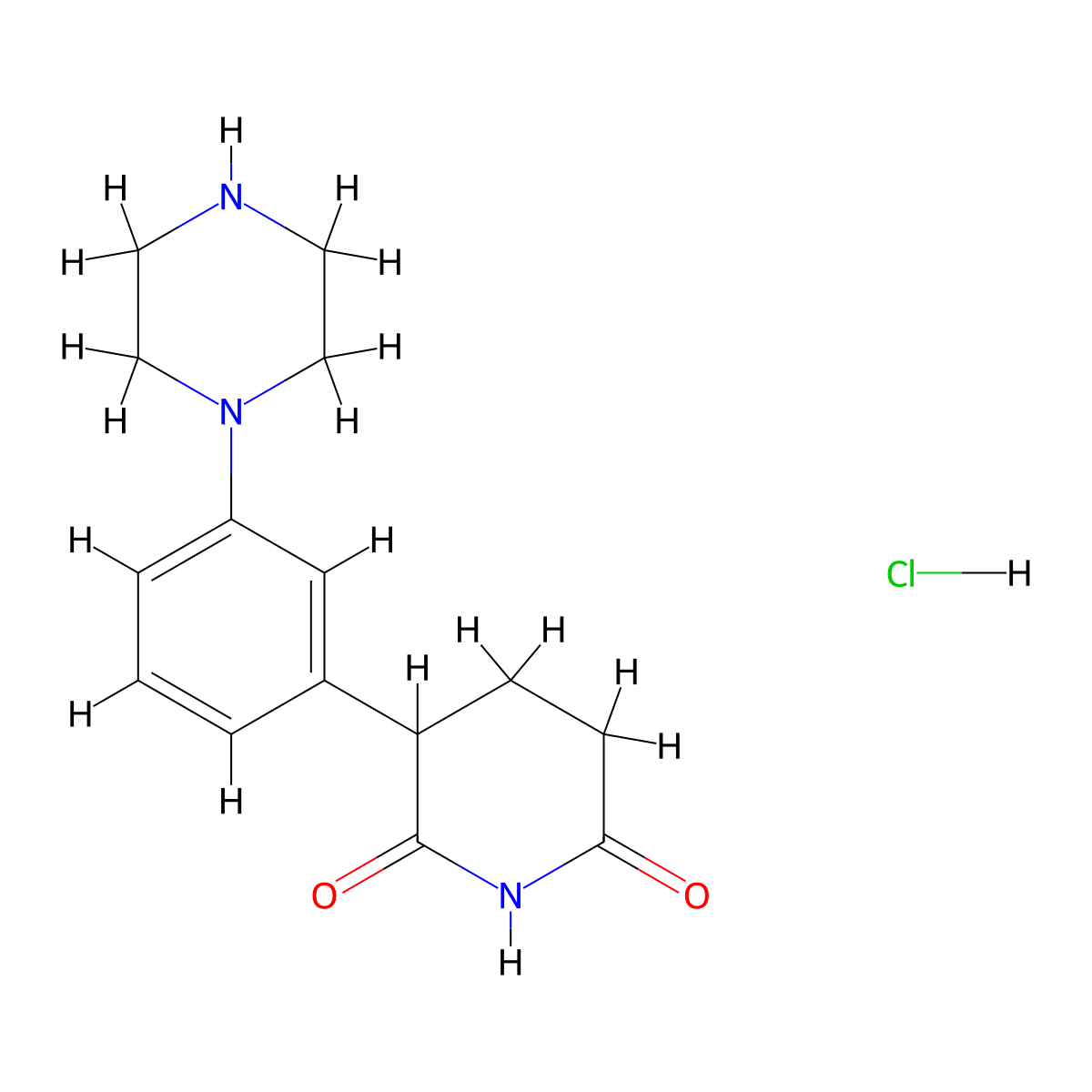 3-(3-(Piperazin-1-yl)phenyl)piperidine-2,6-dione hydrochloride molecular structure, CAS 2789680-40-4