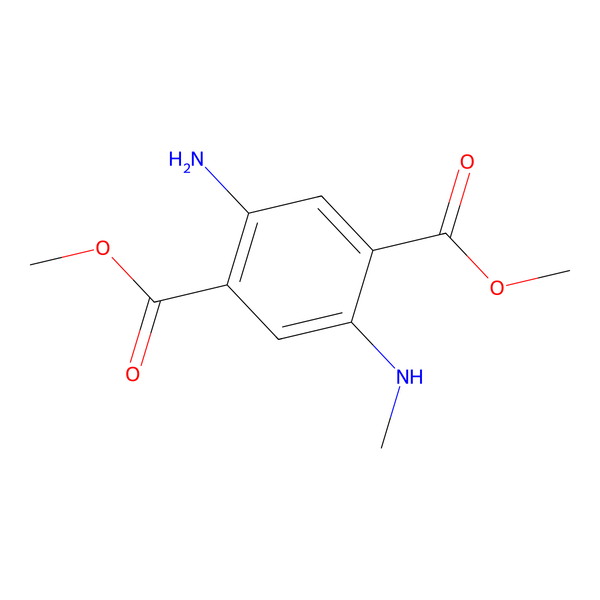 Dimethyl 2-amino-5-(methylamino)benzene-1,4-dicarboxylate molecular structure, CAS 2789706-04-1