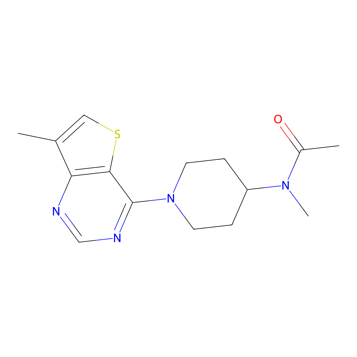 N-methyl-N-(1-{7-methylthieno[3,2-d]pyrimidin-4-yl}piperidin-4-yl)acetamide molecular structure, CAS 2789790-04-9