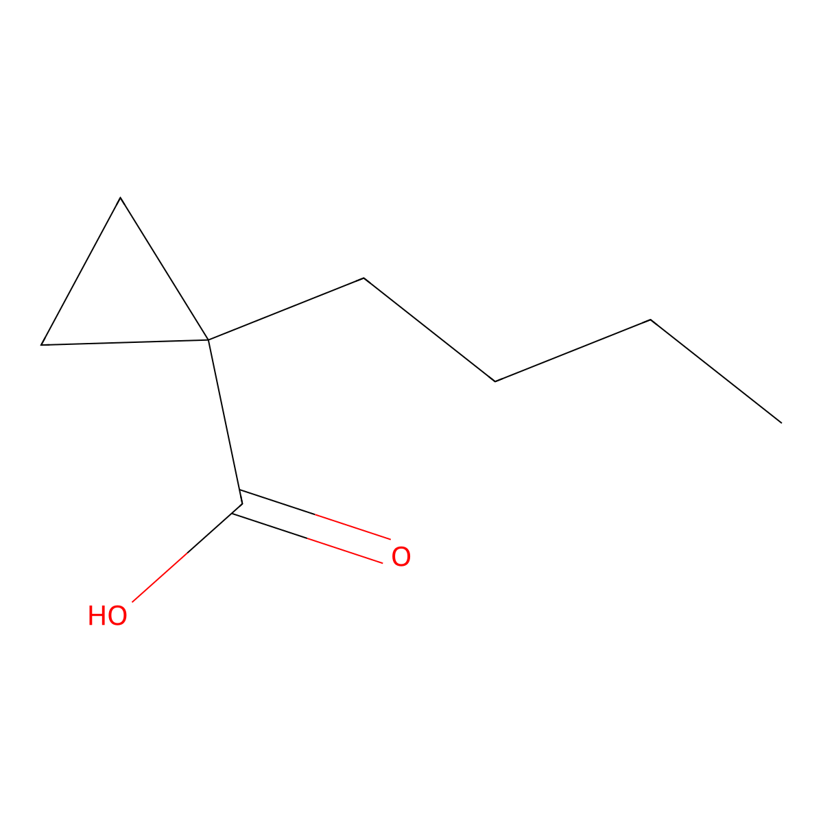 1-Butylcyclopropane-1-carboxylic acid molecular structure, CAS 2790-01-4