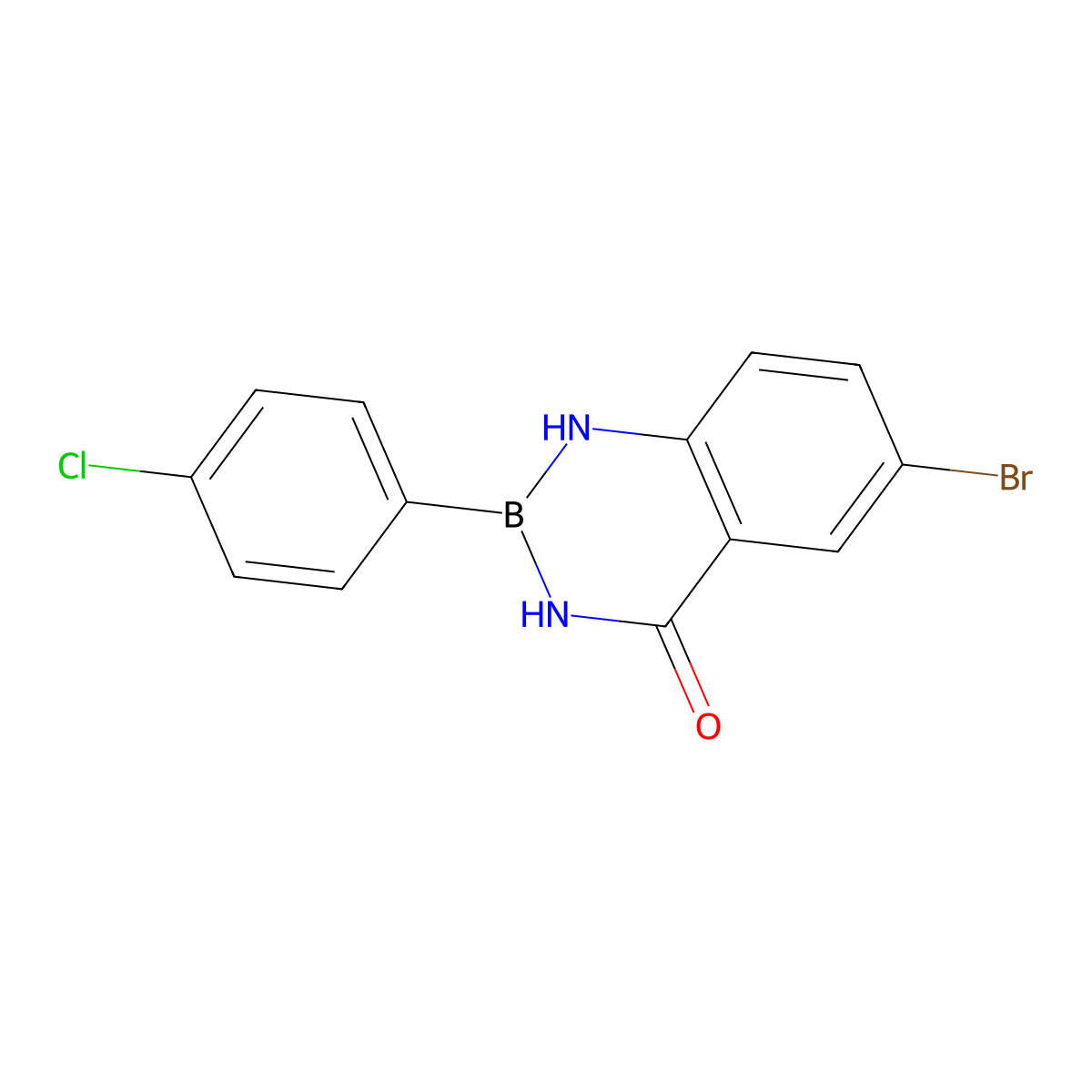 6-Bromo-2-(4-chlorophenyl)-2,3-dihydrobenzo[d][1,3,2]diazaborinin-4(1H)-one molecular structure, CAS 2790422-17-0