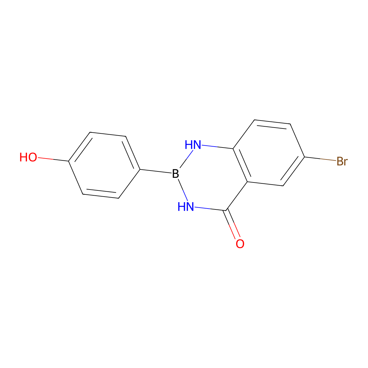 6-Bromo-2-(4-hydroxyphenyl)-2,3-dihydrobenzo[d][1,3,2]diazaborinin-4(1H)-one molecular structure, CAS 2790422-19-2