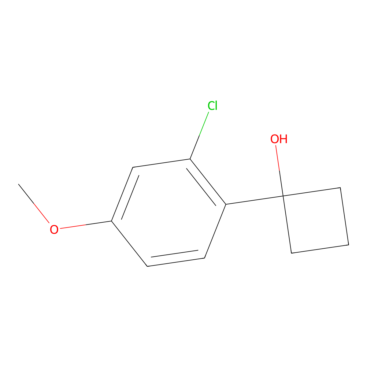 1-(2-Chloro-4-methoxyphenyl)cyclobutanol molecular structure, CAS 2790597-64-5