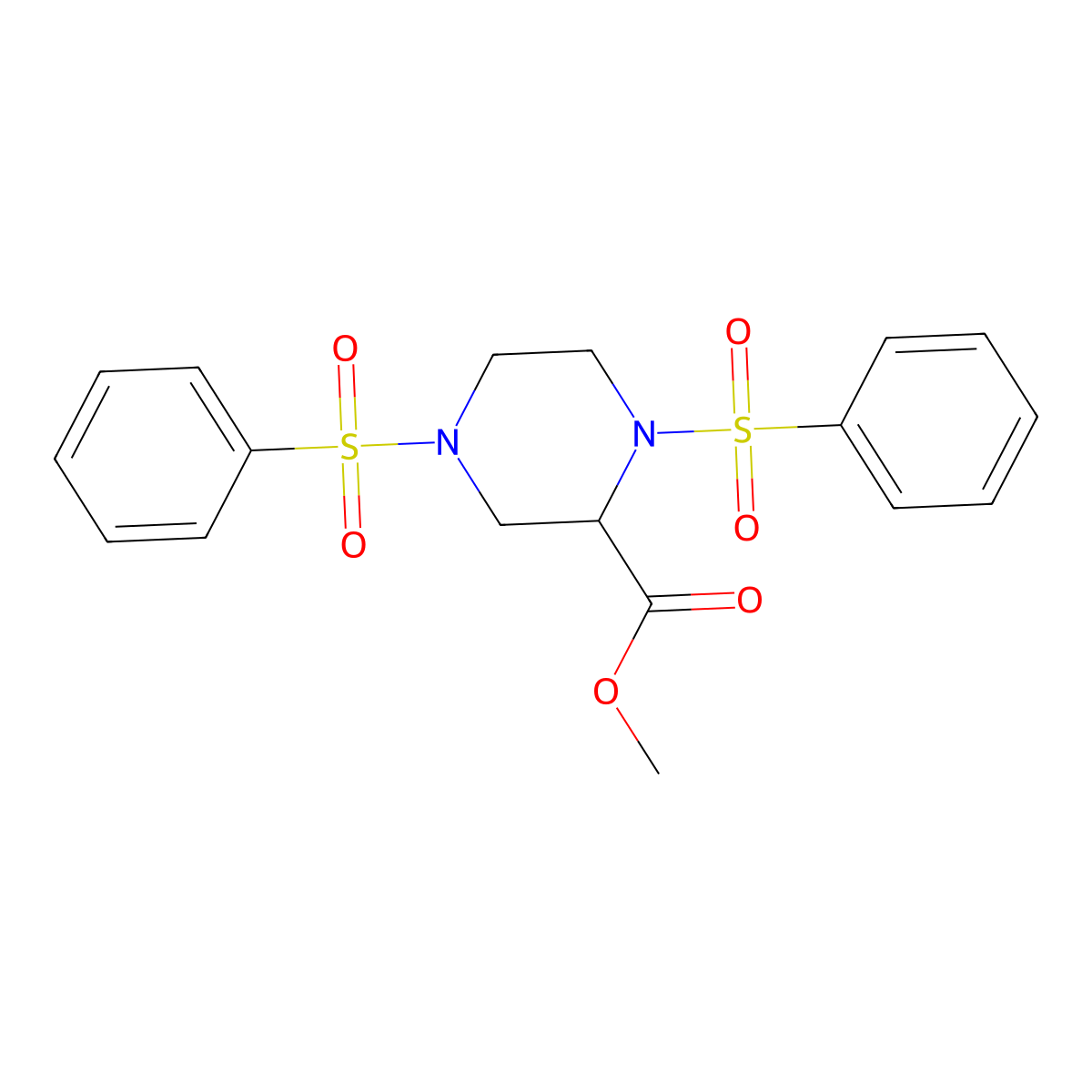 Methyl 1,4-bis(benzenesulfonyl)piperazine-2-carboxylate molecular structure, CAS 2791-93-7