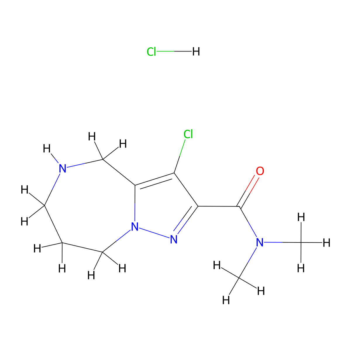 3-Chloro-N,N-dimethyl-5,6,7,8-tetrahydro-4H-pyrazolo[1,5-A][1,4]diazepine-2-carboxamide hydrochloride molecular structure, CAS 2791277-01-3