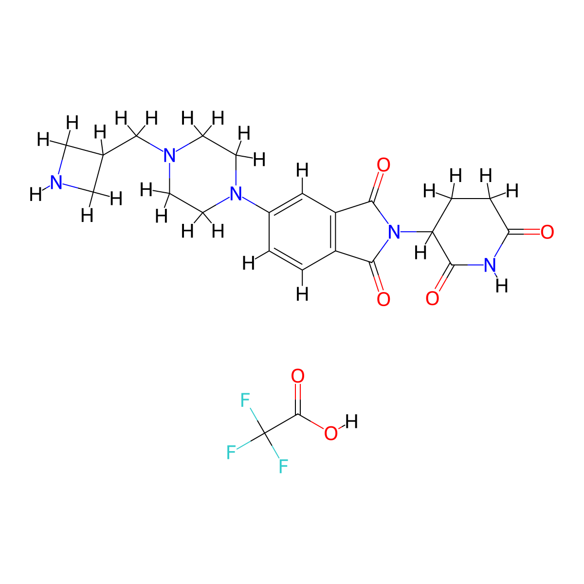5-(4-(Azetidin-3-ylmethyl)piperazin-1-yl)-2-(2,6-dioxopiperidin-3-yl)isoindoline-1,3-dione 2,2,2-trifluoroacetate molecular structure, CAS 2791286-89-8