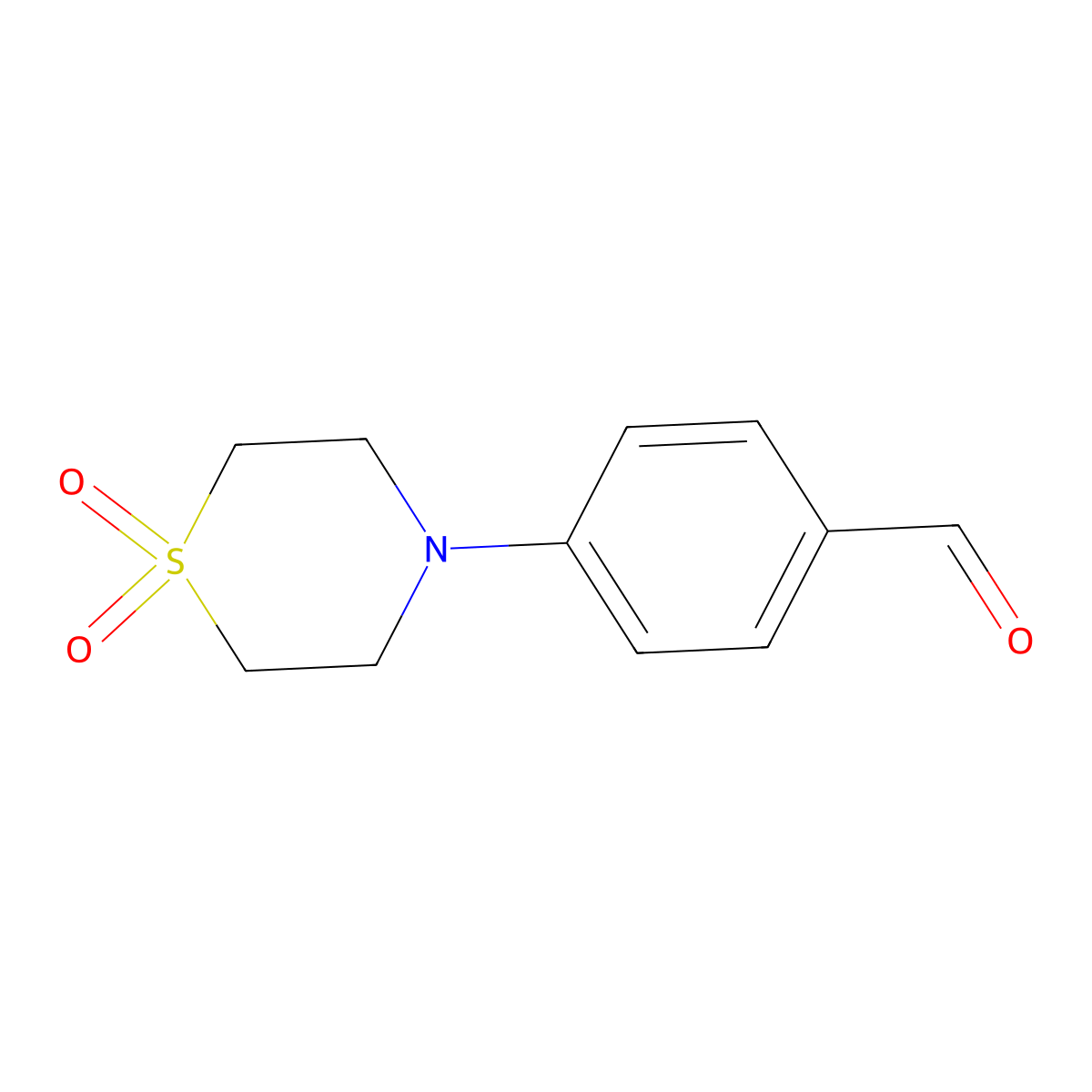 4-(1,1-Dioxo-1lambda~6~,4-thiazinan-4-yl)benzaldehyde molecular structure, CAS 27913-96-8