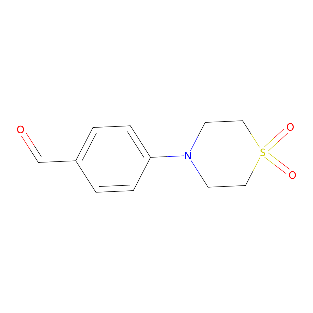 4-(1,1-Dioxo-1lambda~6~,4-thiazinan-4-yl)benzaldehyde molecular structure, CAS 27913-96-8