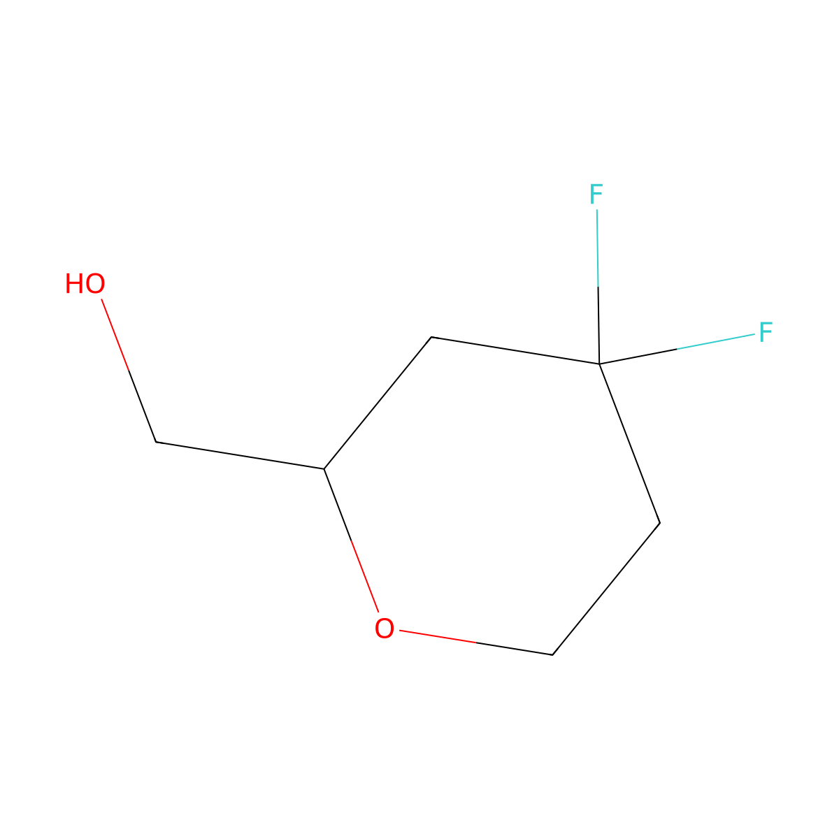 (4,4-Difluorotetrahydro-2H-pyran-2-YL)methanol molecular structure, CAS 2791312-35-9