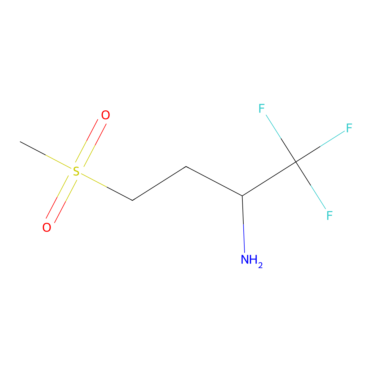 (2S)-1,1,1-trifluoro-4-methanesulfonylbutan-2-amine molecular structure, CAS 2791312-50-8