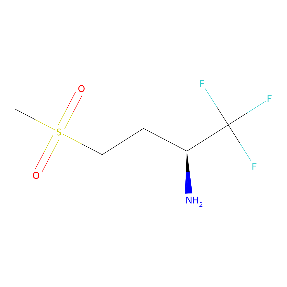 (2S)-1,1,1-trifluoro-4-methanesulfonylbutan-2-amine molecular structure, CAS 2791312-50-8