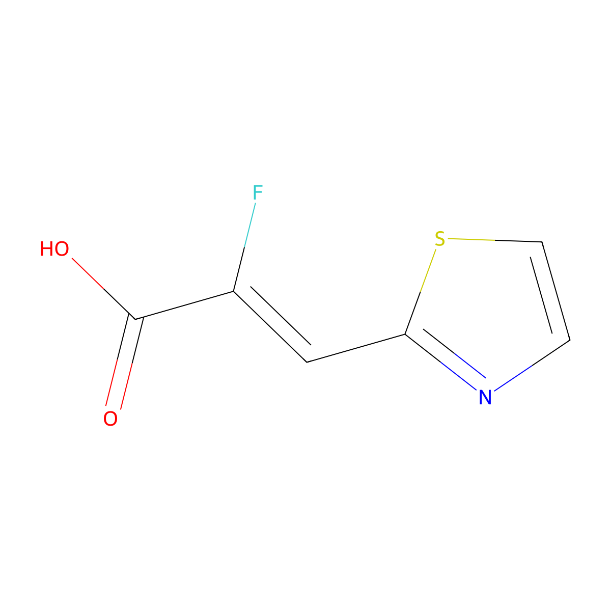 (Z)-2-Fluoro-3-(thiazol-2-YL)acrylic acid molecular structure, CAS 2791383-61-2