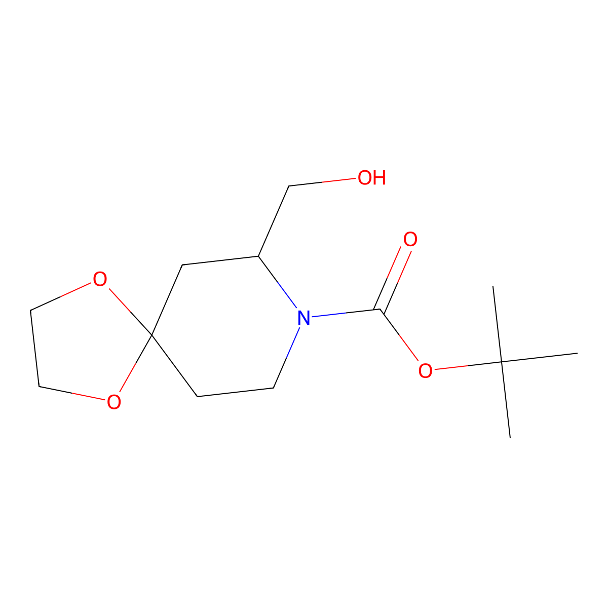 (R)-8-Boc-7-(hydroxymethyl)-1,4-dioxa-8-azaspiro[4.5]decane molecular structure, CAS 2791445-28-6