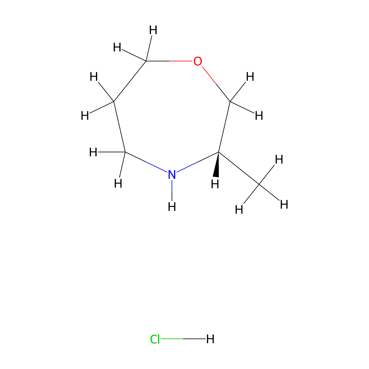 (3S)-3-methyl-1,4-oxazepane hydrochloride molecular structure, CAS 2791478-08-3