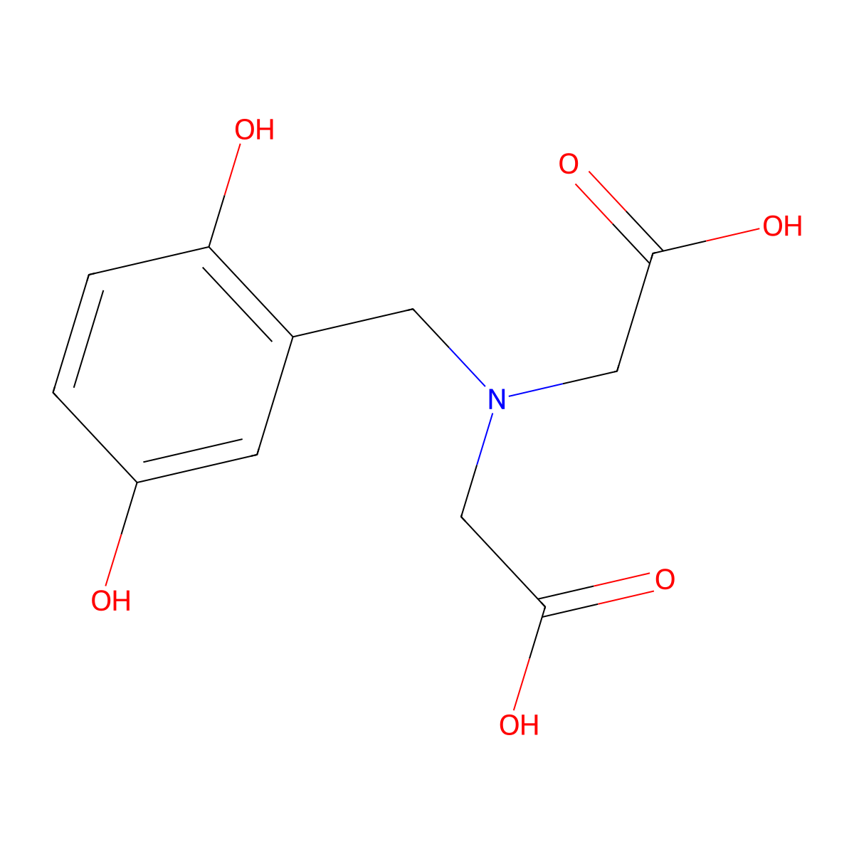 (Carboxymethyl-(2,5-dihydroxy-benzyl)-amino)-acetic acid molecular structure, CAS 27916-39-8