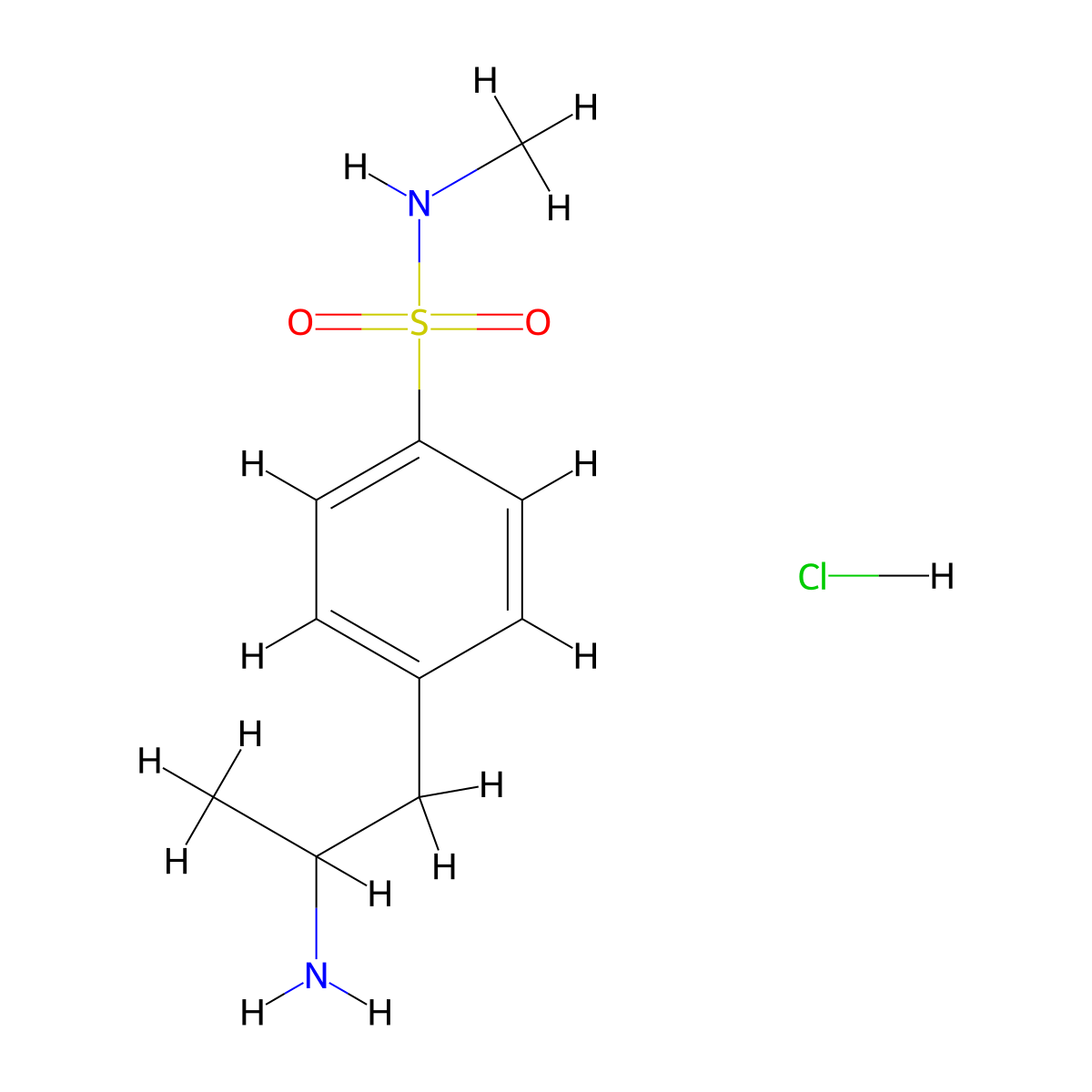 4-(2-Aminopropyl)-N-methylbenzene-1-sulfonamide hydrochloride molecular structure, CAS 27917-30-2