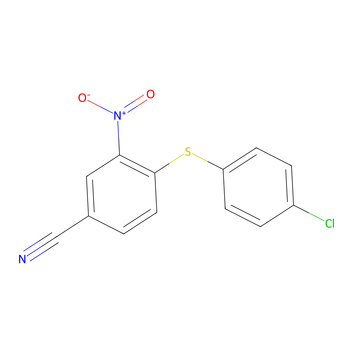 4-[(4-Chlorophenyl)sulfanyl]-3-nitrobenzenecarbonitrile molecular structure, CAS 27917-77-7