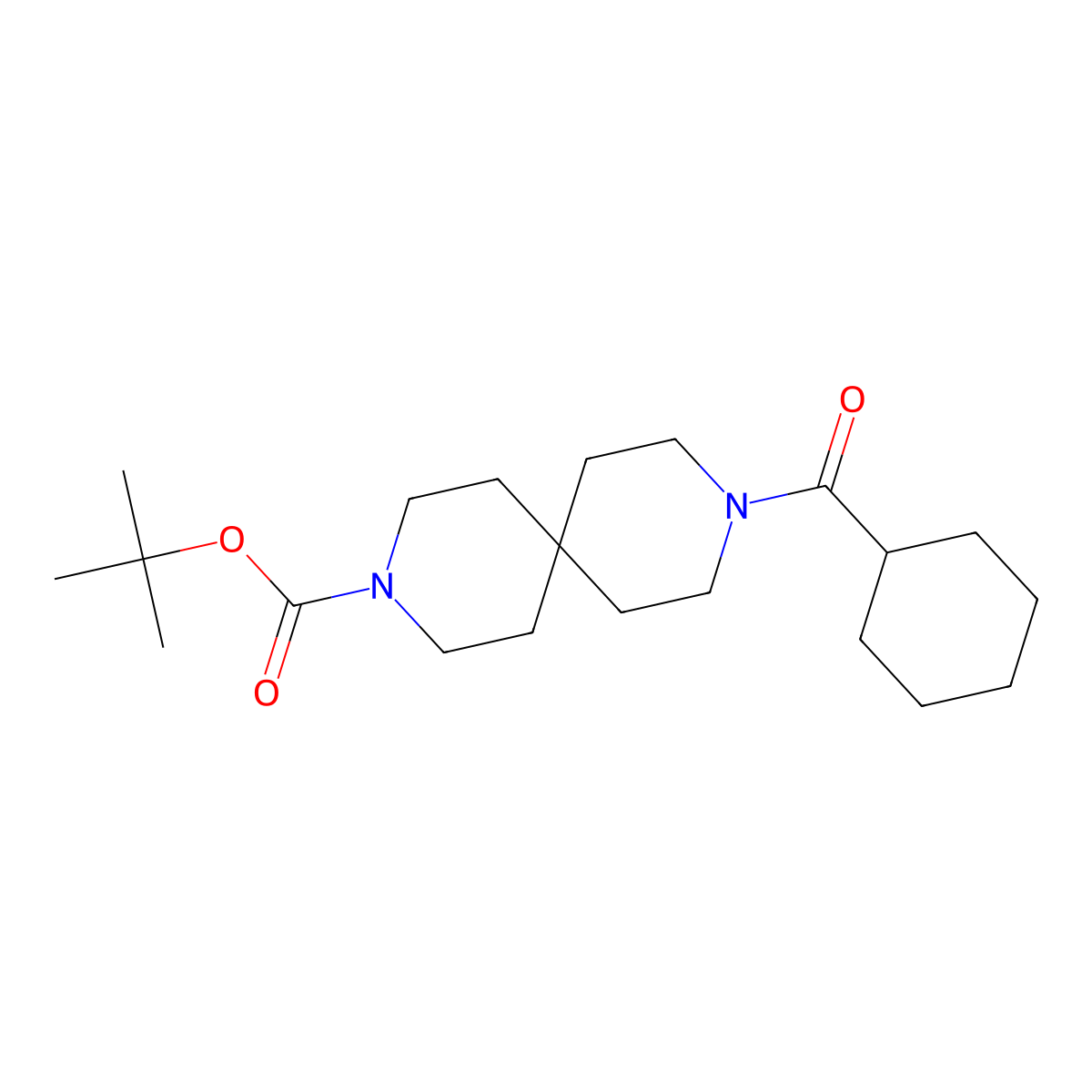 1,1-Dimethylethyl 9-(cyclohexylcarbonyl)-3,9-diazaspiro[5.5]undecane-3-carboxylate molecular structure, CAS 2791704-60-2