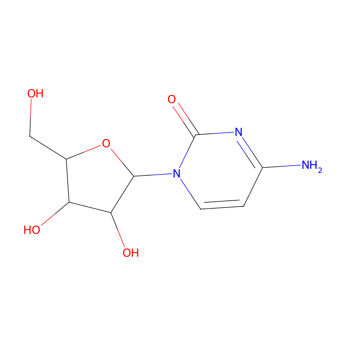4-amino-1-[(2S,3R,4R,5S)-3,4-dihydroxy-5-(hydroxymethyl)oxolan-2-yl]-1,2-dihydropyrimidin-2-one molecular structure, CAS 27921-78-4