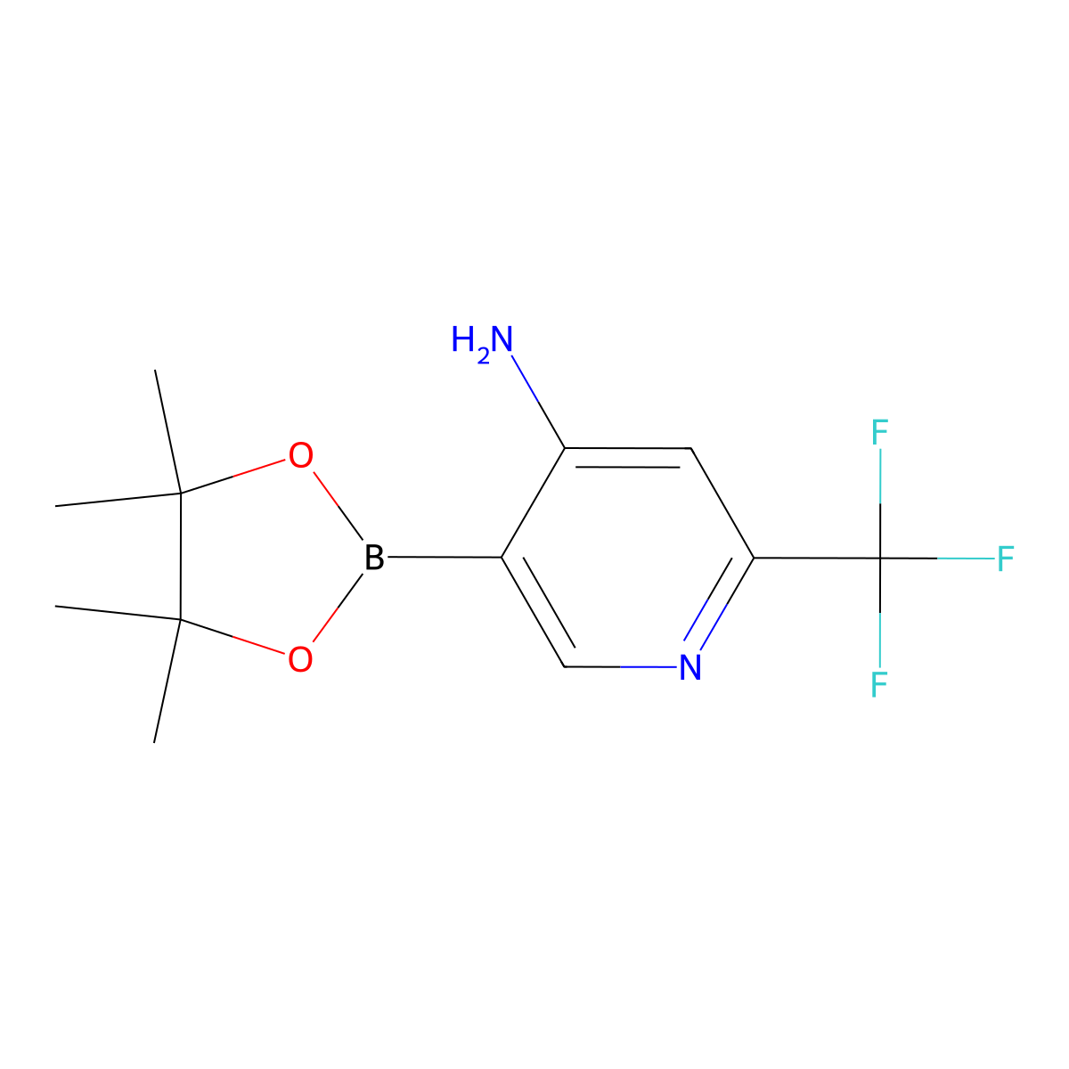 5-(4,4,5,5-Tetramethyl-1,3,2-dioxaborolan-2-yl)-2-(trifluoromethyl)pyridin-4-amine molecular structure, CAS 2792143-45-2