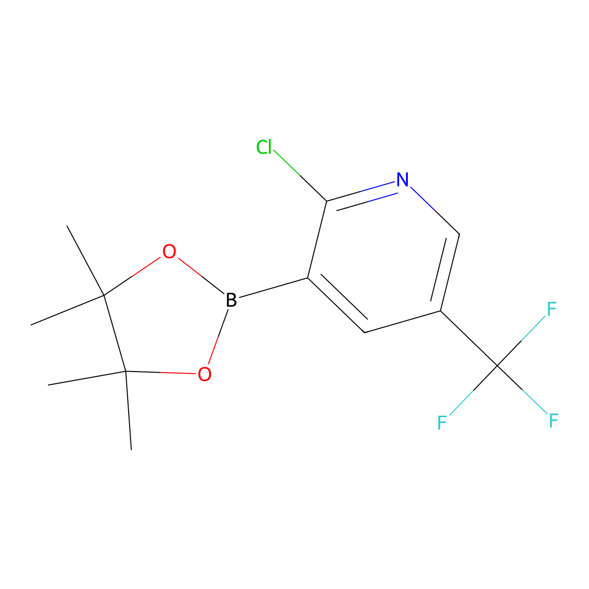 2-Chloro-3-(4,4,5,5-tetramethyl-1,3,2-dioxaborolan-2-yl)-5-(trifluoromethyl)pyridine molecular structure, CAS 2792143-50-9