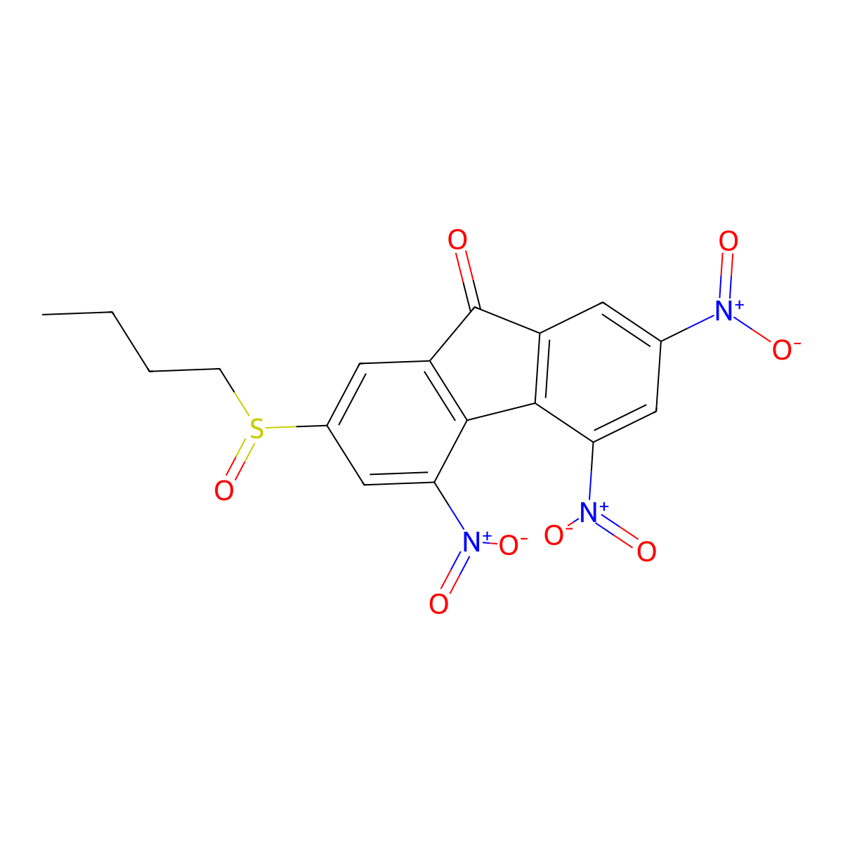 2-(butylsulfinyl)-4,5,7-trisnitro-9H-fluoren-9-one molecular structure, CAS 279216-45-4
