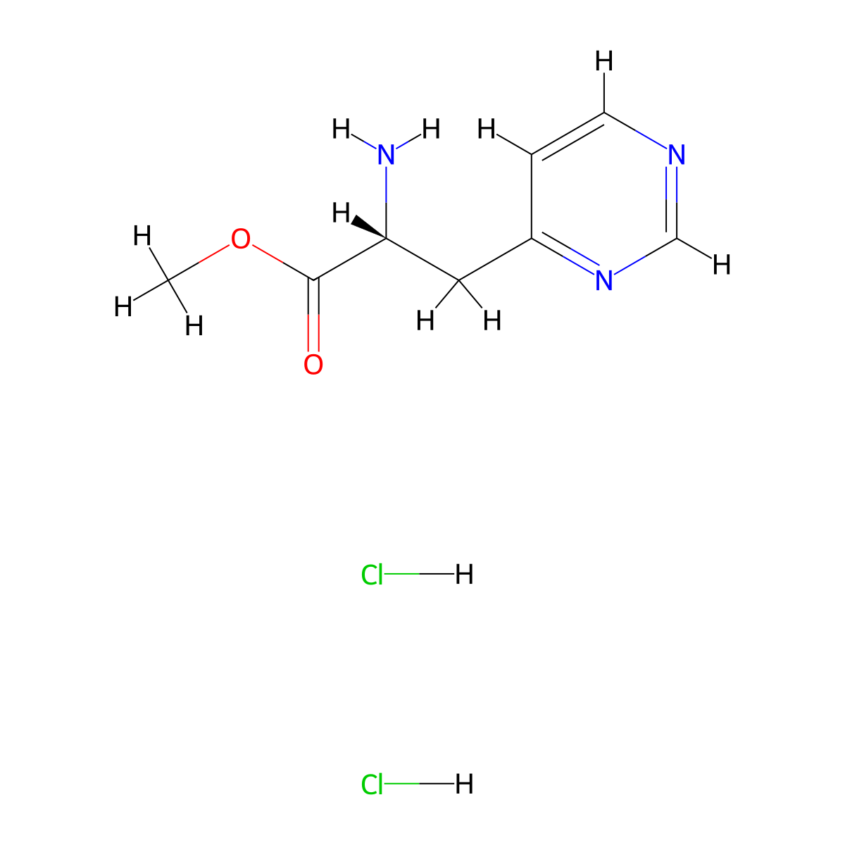 methyl(2R)-2-amino-3-(pyrimidin-4-yl)propanoatedihydrochloride molecular structure, CAS 2792161-46-5