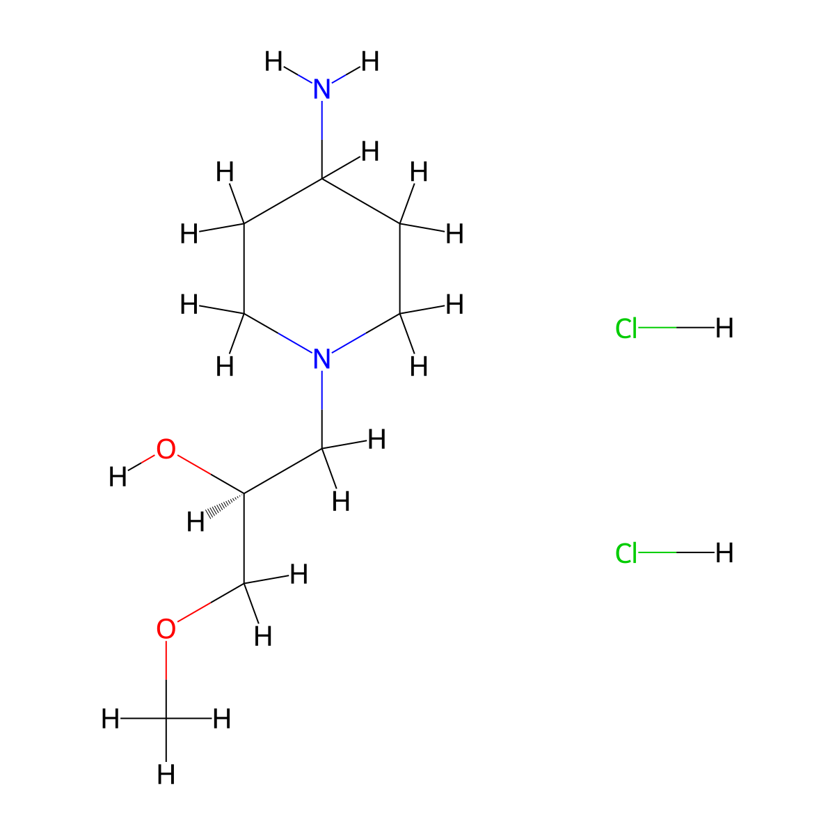 (2S)-1-(4-aminopiperidin-1-yl)-3-methoxypropan-2-ol dihydrochloride molecular structure, CAS 2792161-52-3