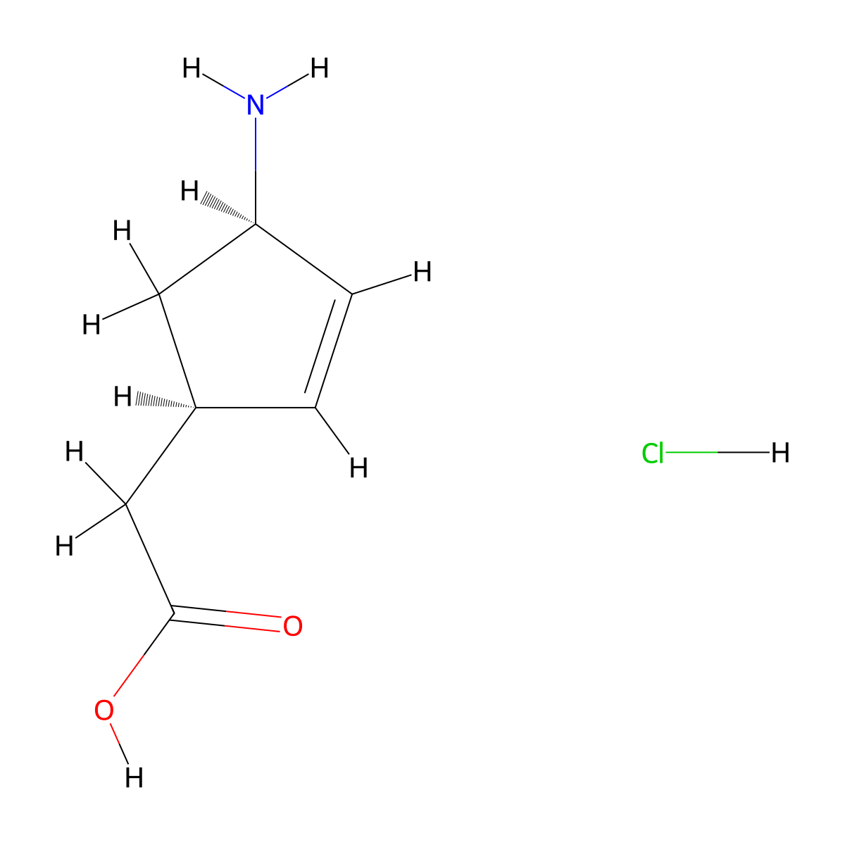 2-[(1R,4R)-4-aminocyclopent-2-en-1-yl]aceticacidhydrochloride molecular structure, CAS 2792161-58-9