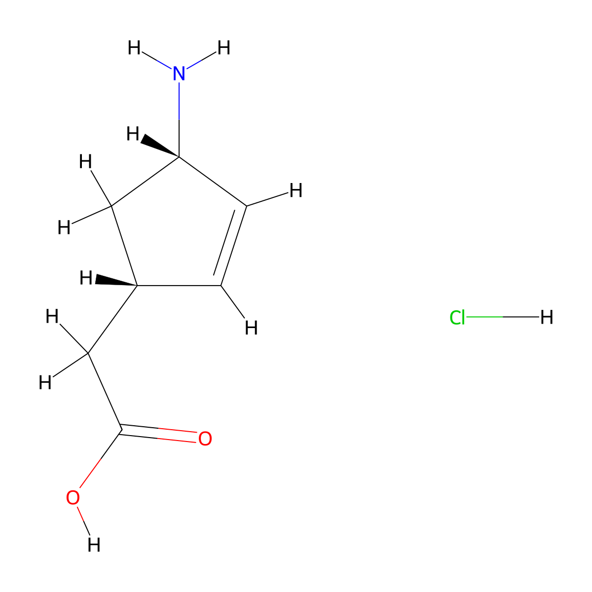 2-[(1S,4S)-4-aminocyclopent-2-en-1-yl]aceticacidhydrochloride molecular structure, CAS 2792161-63-6