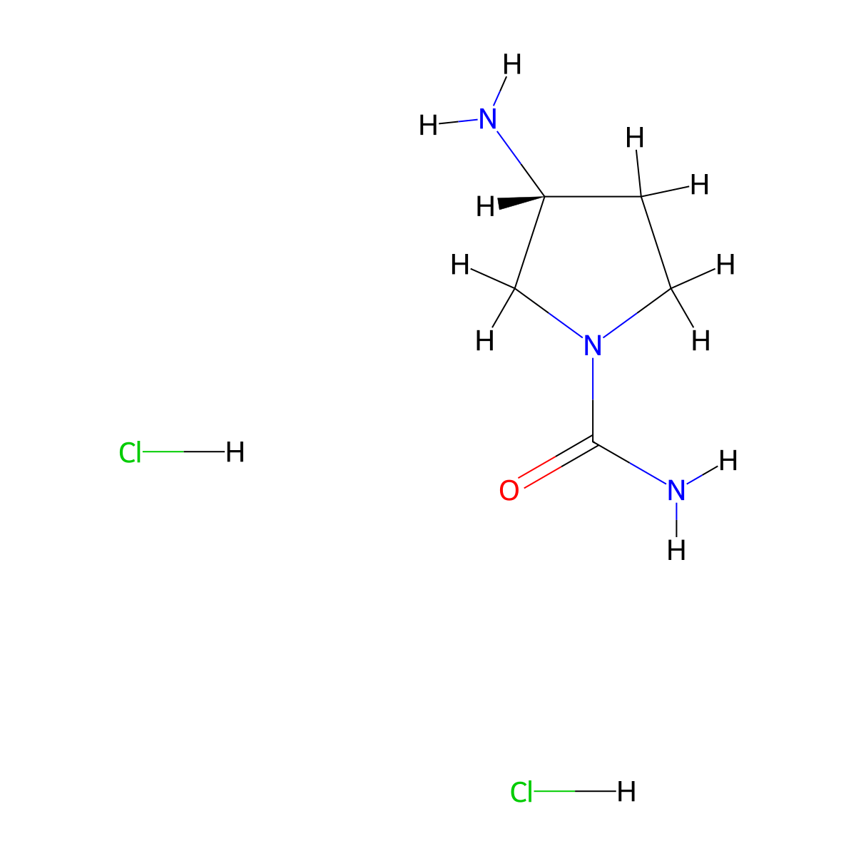 (3R)-3-aminopyrrolidine-1-carboxamidedihydrochloride molecular structure, CAS 2792161-72-7