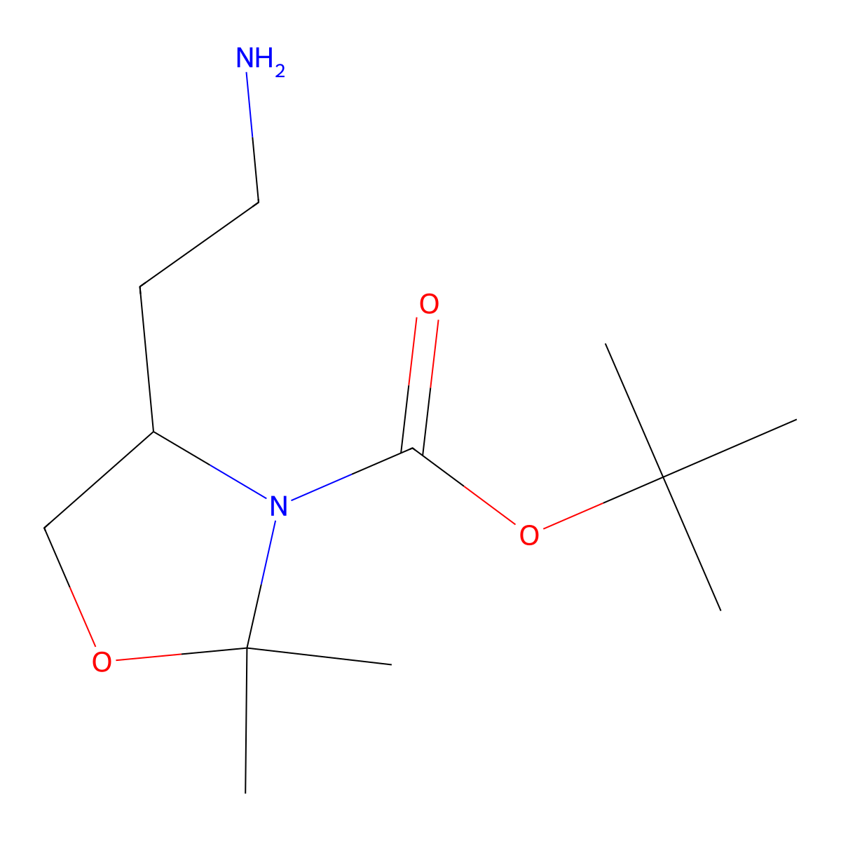 tert-butyl (4R)-4-(2-aminoethyl)-2,2-dimethyl-1,3-oxazolidine-3-carboxylate molecular structure, CAS 2792161-77-2