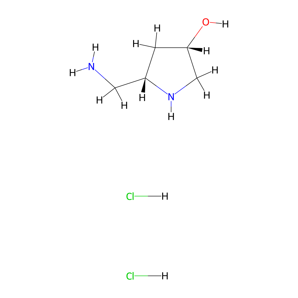 (3S,5S)-5-(aminomethyl)pyrrolidin-3-oldihydrochloride molecular structure, CAS 2792161-85-2