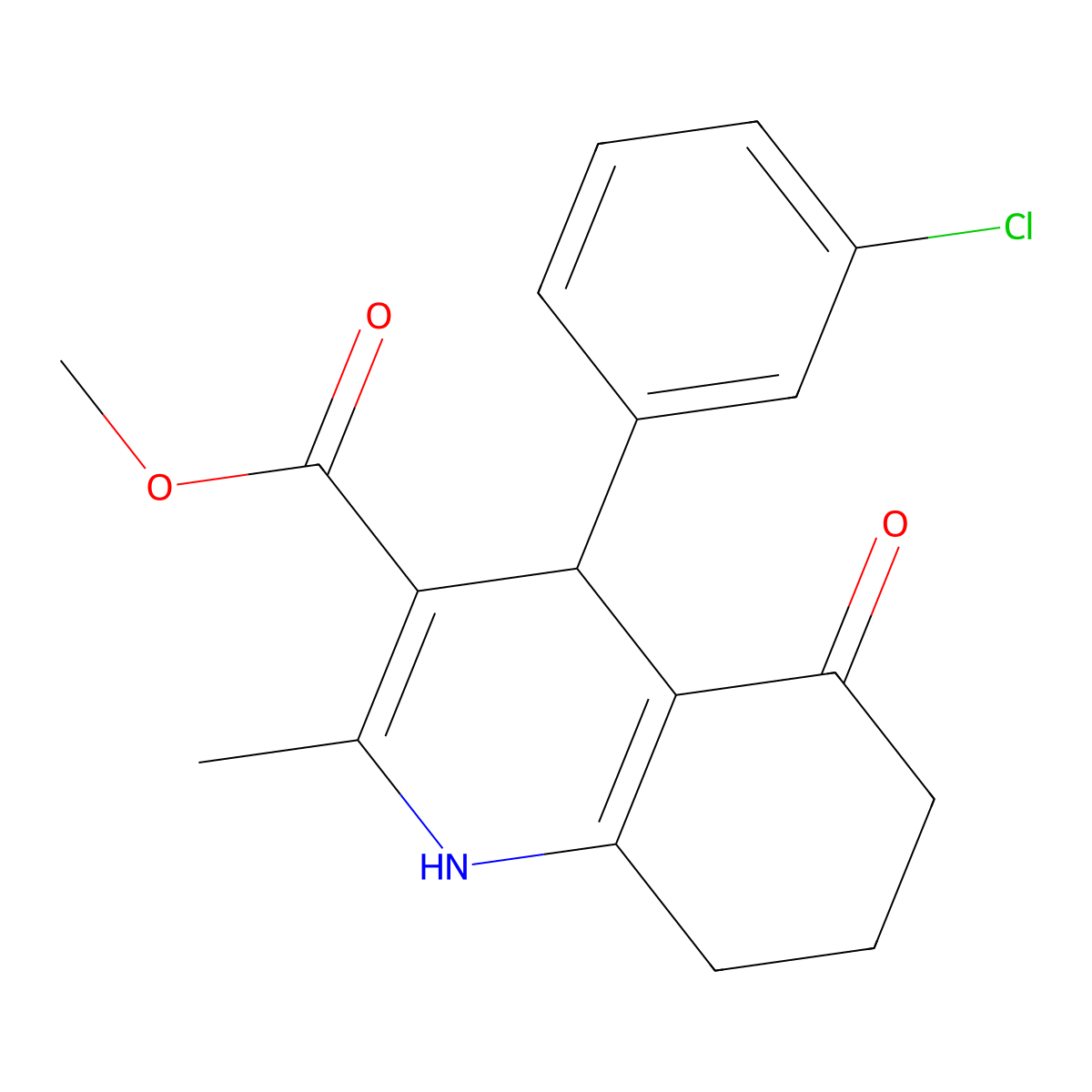 Methyl 4-(3-chlorophenyl)-2-methyl-5-oxo-1,4,5,6,7,8-hexahydroquinoline-3-carboxylate molecular structure, CAS 279217-23-1
