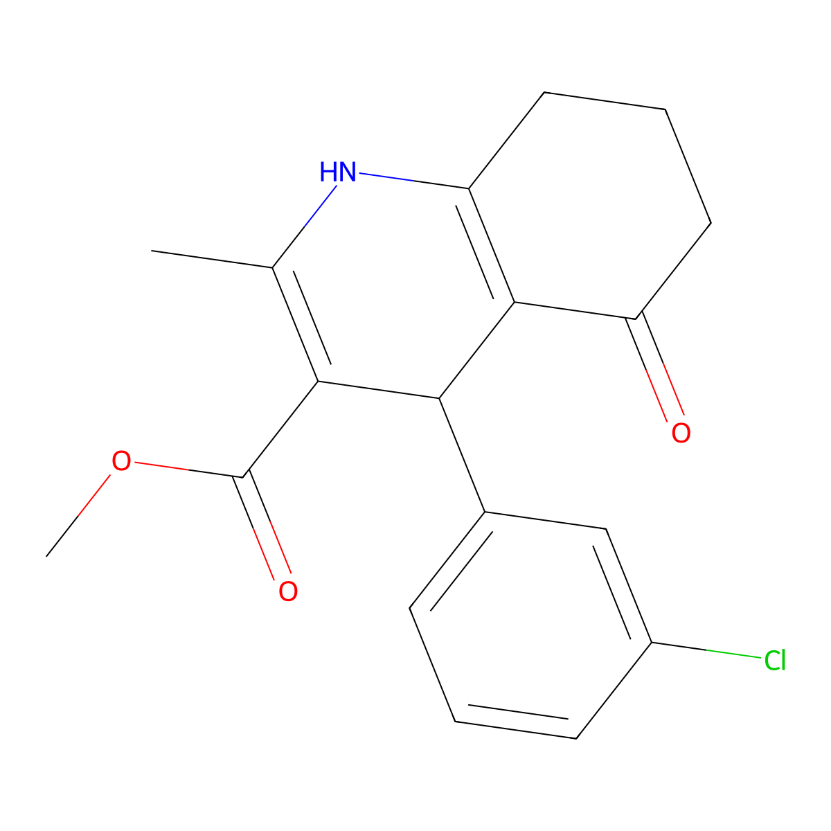 Methyl 4-(3-chlorophenyl)-2-methyl-5-oxo-1,4,5,6,7,8-hexahydroquinoline-3-carboxylate molecular structure, CAS 279217-23-1