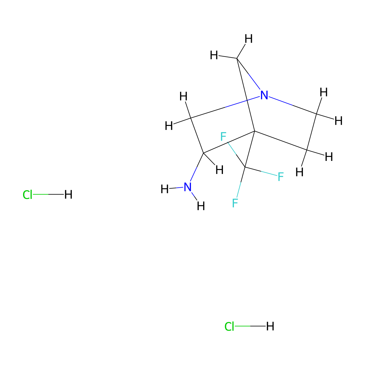 4-(Trifluoromethyl)-1-azabicyclo(2.2.1)heptan-3-amine dihydrochloride molecular structure, CAS 2792185-31-8