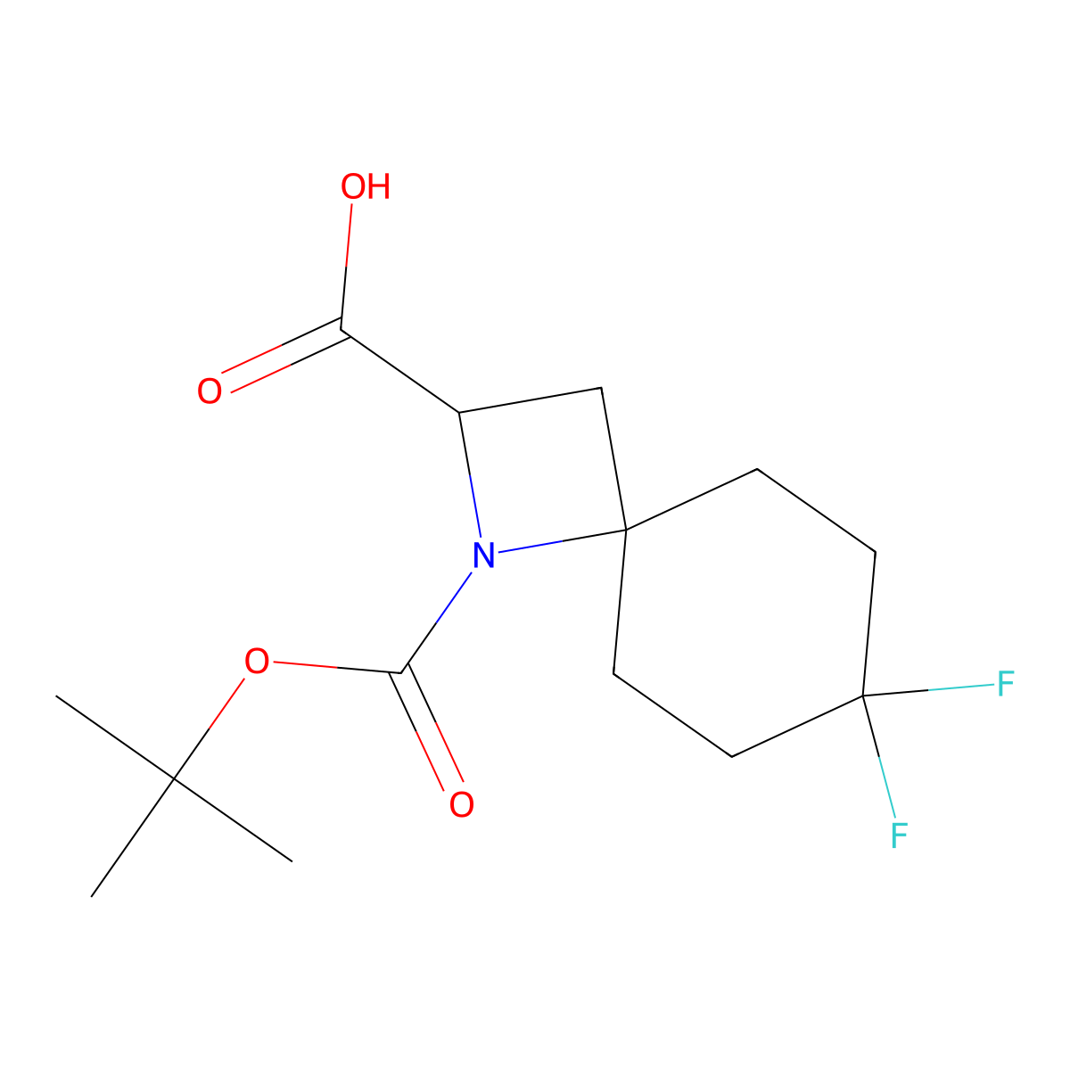 1-[(Tert-butoxy)carbonyl]-7,7-difluoro-1-azaspiro[3.5]nonane-2-carboxylic acid molecular structure, CAS 2792185-44-3
