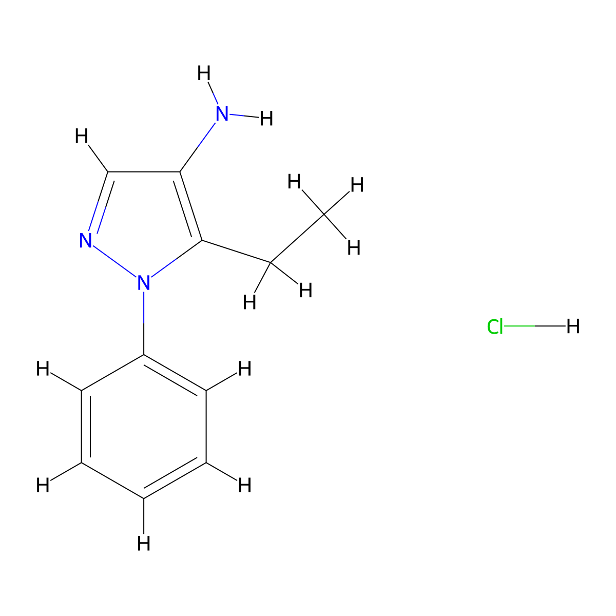 5-ethyl-1-phenyl-1H-pyrazol-4-amine hydrochloride molecular structure, CAS 2792185-45-4