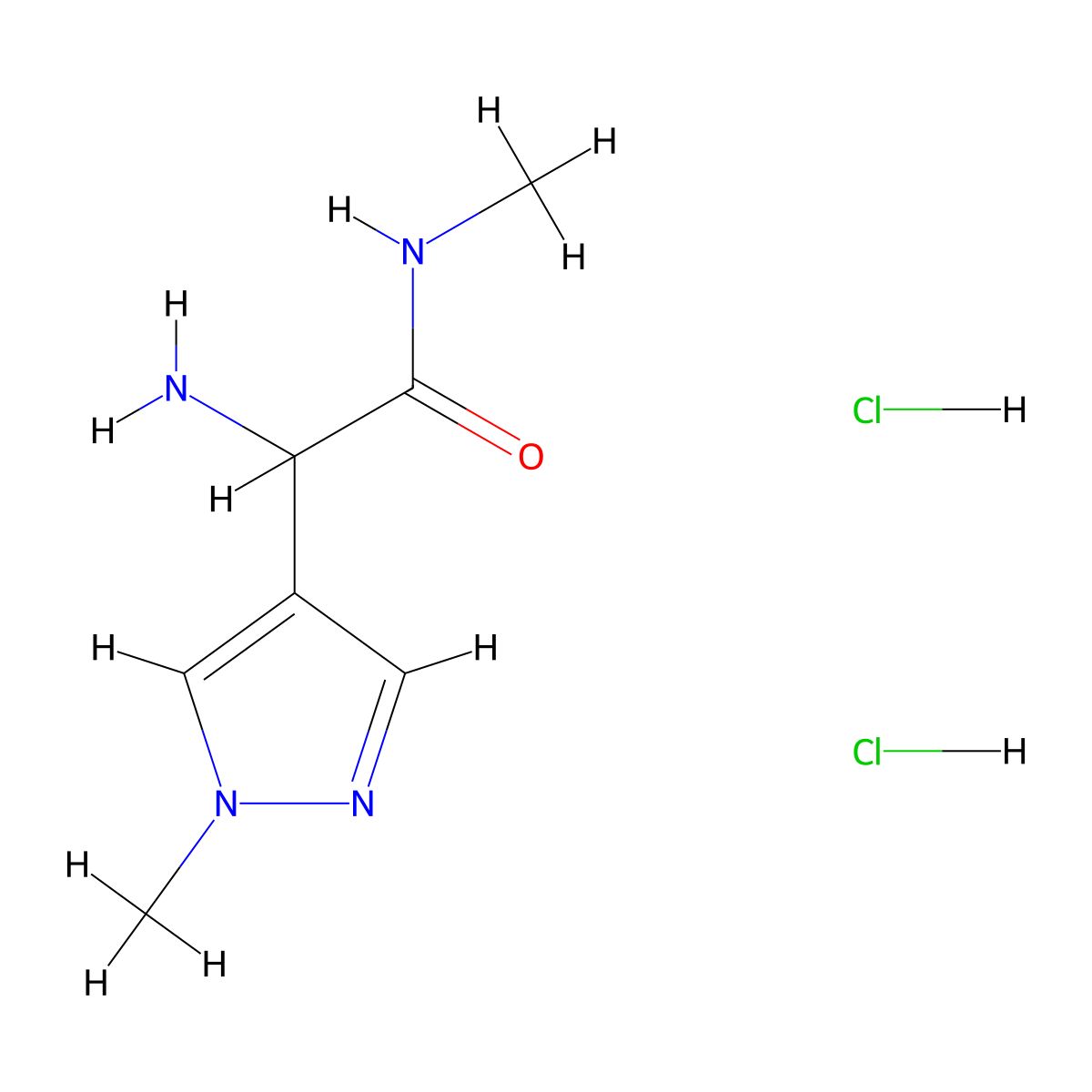 2-amino-N-methyl-2-(1-methyl-1H-pyrazol-4-yl)acetamide dihydrochloride molecular structure, CAS 2792185-47-6
