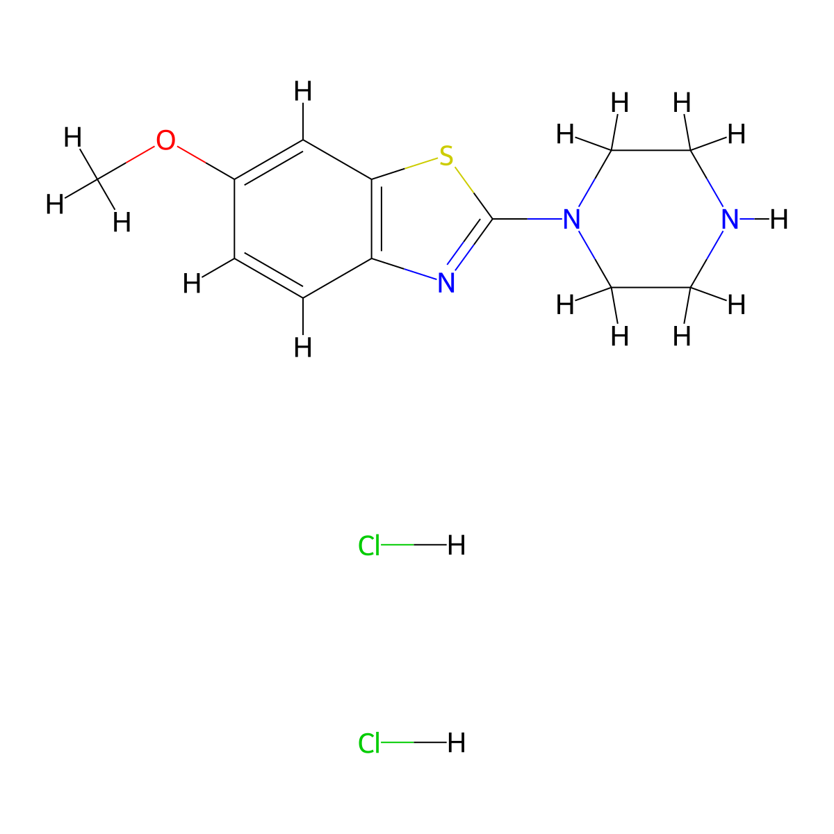 6-Methoxy-2-(piperazin-1-yl)-1,3-benzothiazole dihydrochloride molecular structure, CAS 2792185-50-1